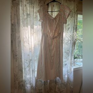 Lane Bryant off the shoulder dress.  Pastel striped